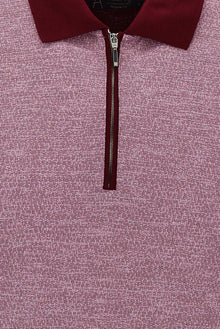 Mürdüm Polo Yaka Fermuarlı Regular Fit Desenli T-shirt