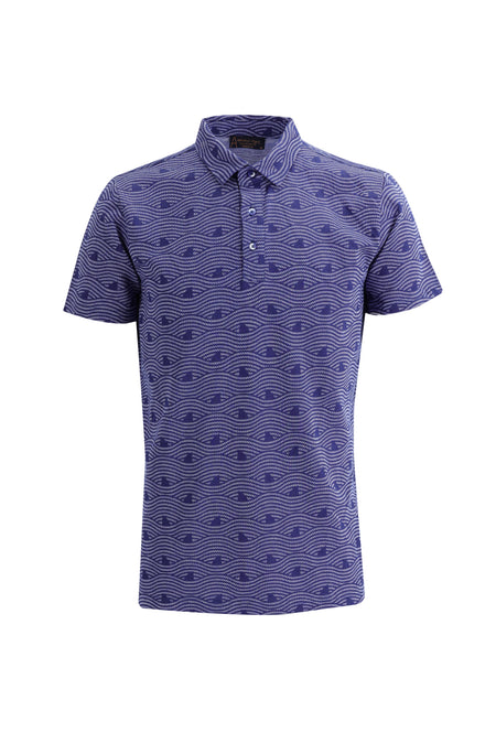 Saks Mavi Polo Yaka Regular Fit Desenli Pamuk T-shirt-Abdullah Ki??l?