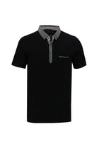 Siyah Polo Yaka Regular Fit Desenli Merserize Pamuk T-shirt