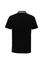 Siyah Polo Yaka Regular Fit Desenli Merserize Pamuk T-shirt