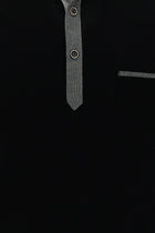 Siyah Polo Yaka Regular Fit Desenli Merserize Pamuk T-shirt