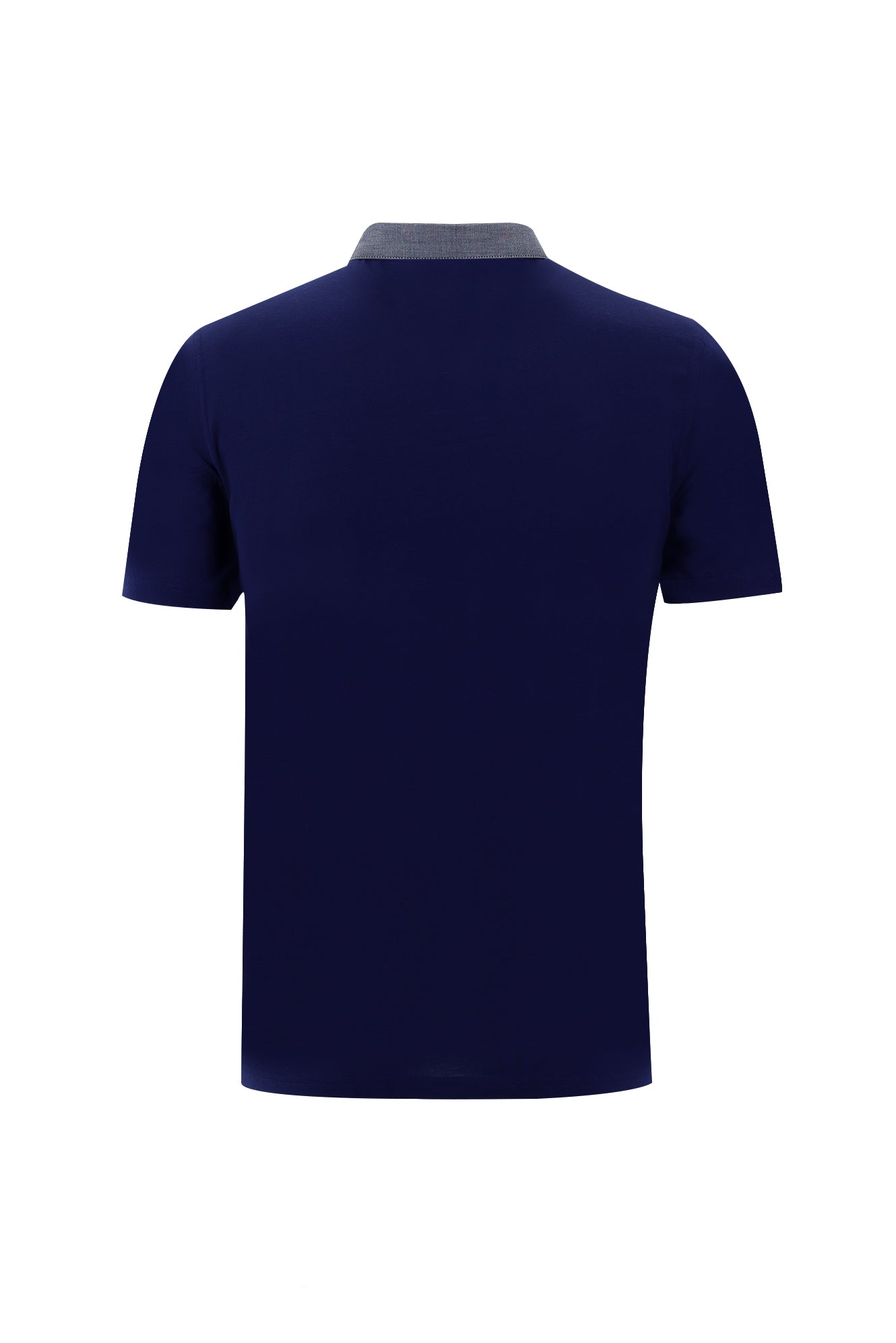 Orta Lacivert Polo Yaka Regular Fit Desenli Merserize Pamuk T-shirt