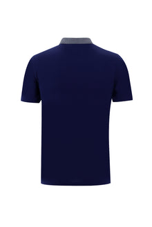 Orta Lacivert Polo Yaka Regular Fit Desenli Merserize Pamuk T-shirt
