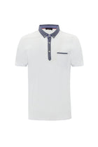 Beyaz Polo Yaka Regular Fit Desenli Merserize Pamuk T-shirt