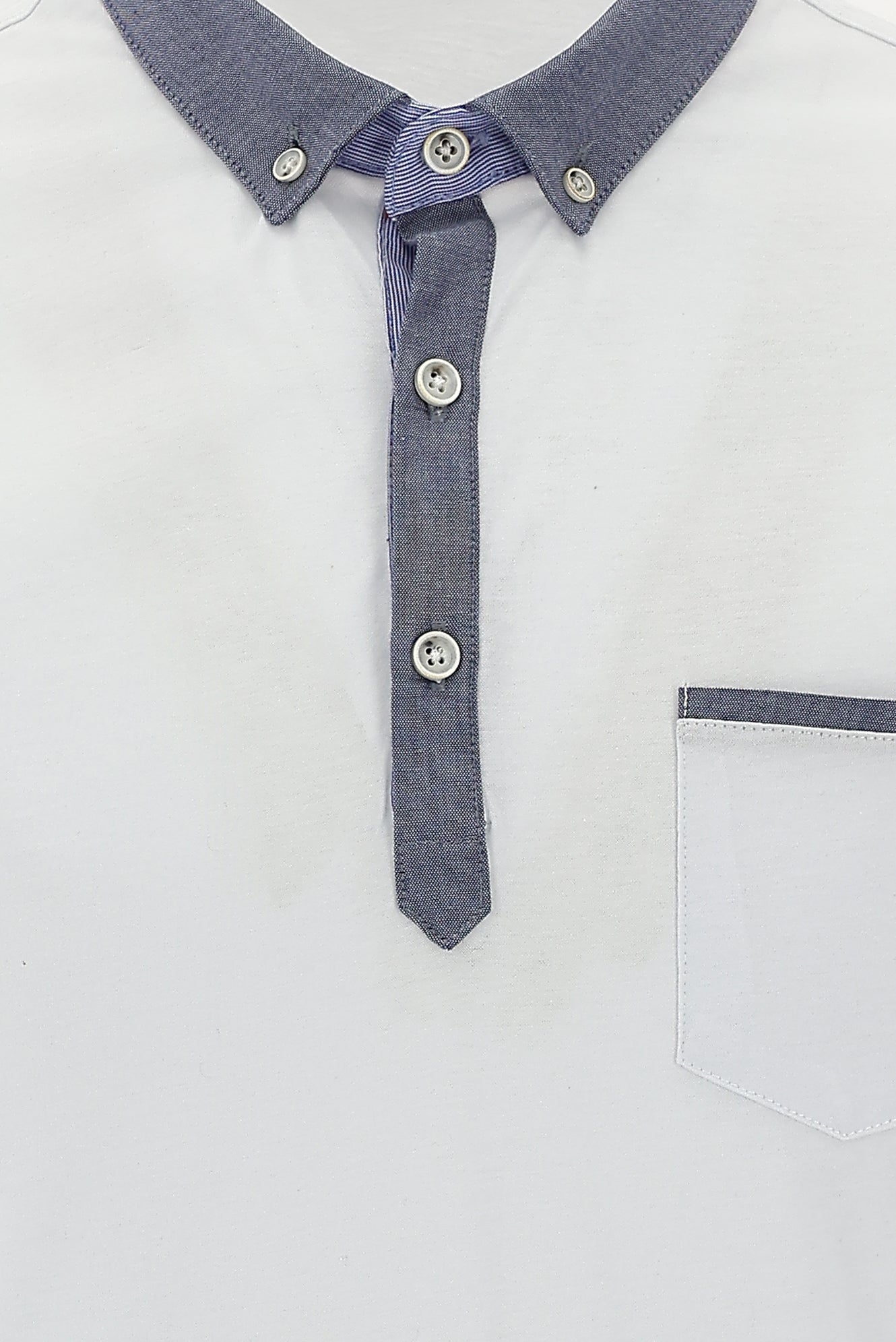 Beyaz Polo Yaka Regular Fit Desenli Merserize Pamuk T-shirt