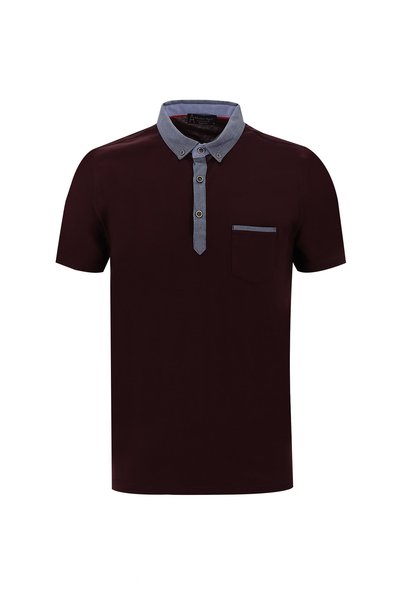 Koyu Bordo Polo Yaka Regular Fit Desenli Merserize Pamuk T-shirt