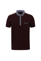 Koyu Bordo Polo Yaka Regular Fit Desenli Merserize Pamuk T-shirt