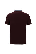 Koyu Bordo Polo Yaka Regular Fit Desenli Merserize Pamuk T-shirt