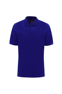 Saks Mavi Polo Yaka Regular Fit Merserize Pamuk T-shirt
