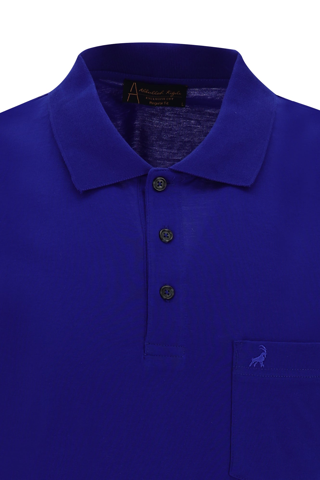Saks Mavi Polo Yaka Regular Fit Merserize Pamuk T-shirt