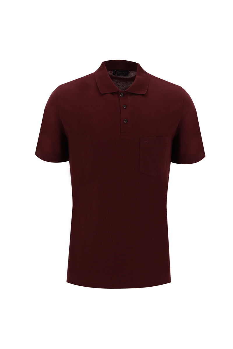 Açık Bordo Polo Yaka Regular Fit Merserize Pamuk T-shirt
