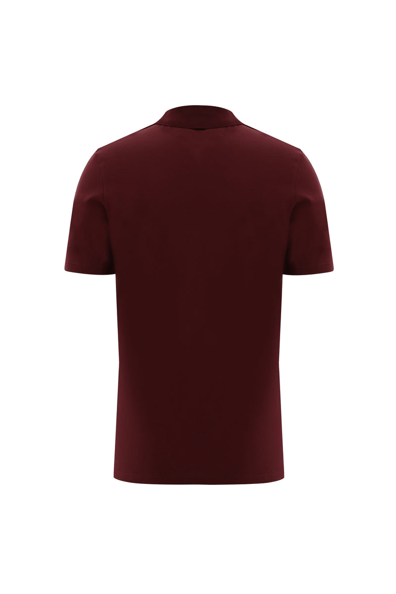 Açık Bordo Polo Yaka Regular Fit Merserize Pamuk T-shirt