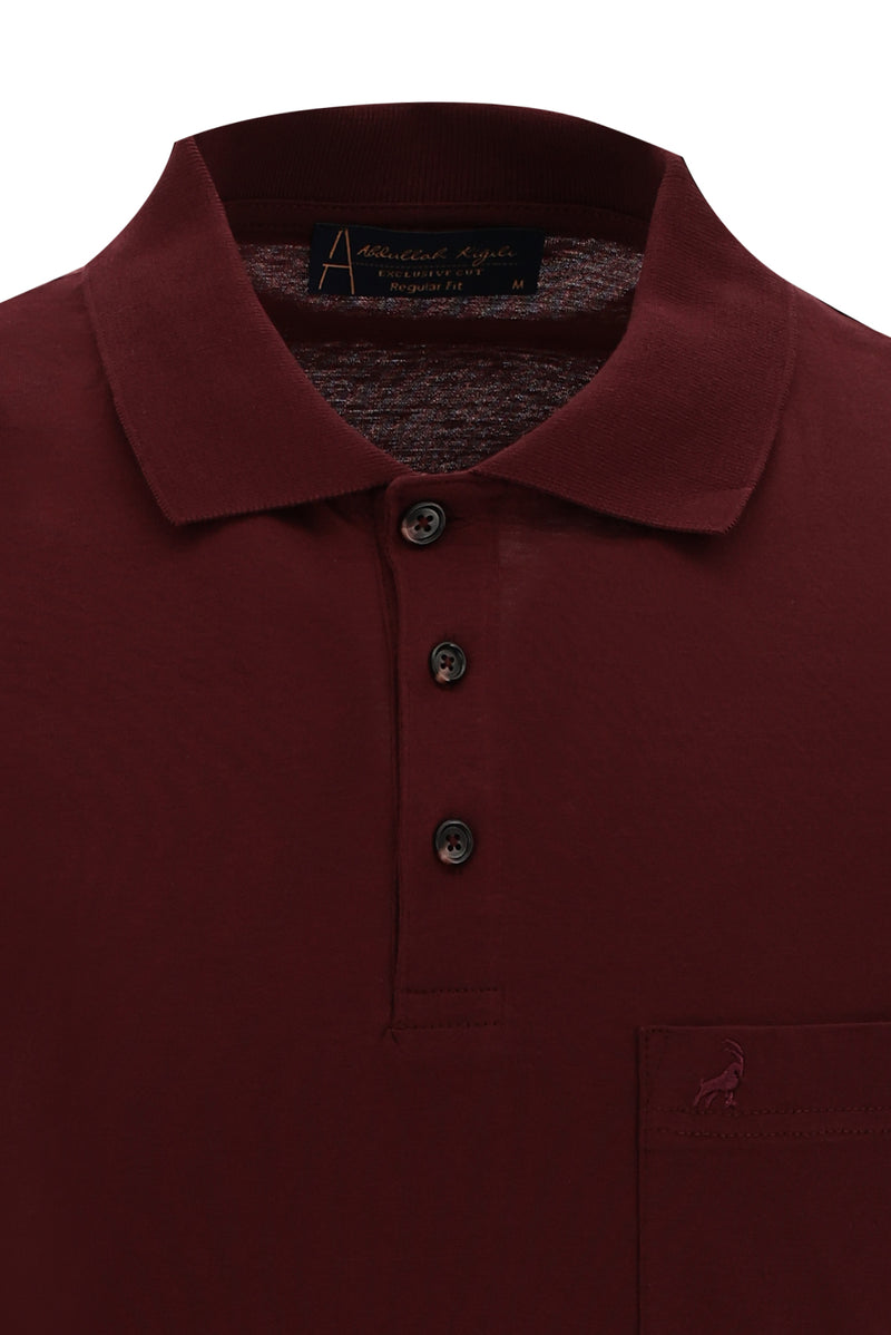 Açık Bordo Polo Yaka Regular Fit Merserize Pamuk T-shirt