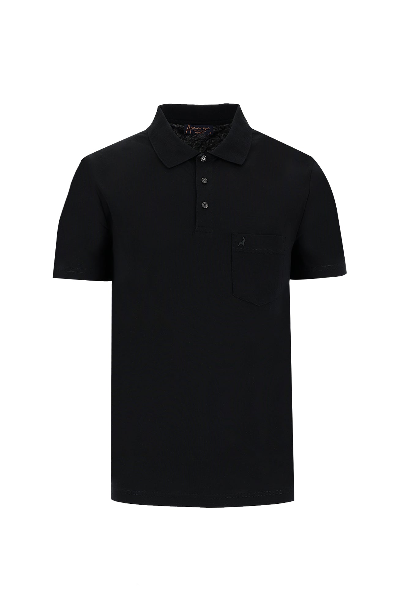 Siyah Polo Yaka Regular Fit Pamuk T-shirt