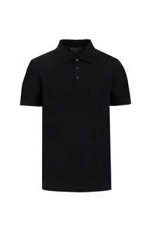 Siyah Polo Yaka Regular Fit Pamuk T-shirt