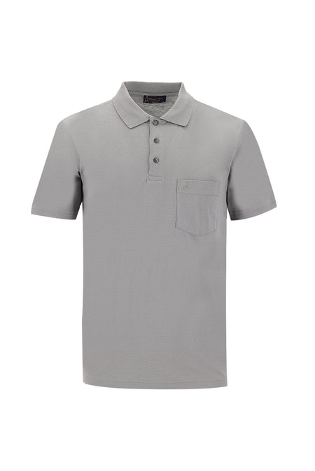 Orta Gri Polo Yaka Regular Fit Pamuk T-shirt