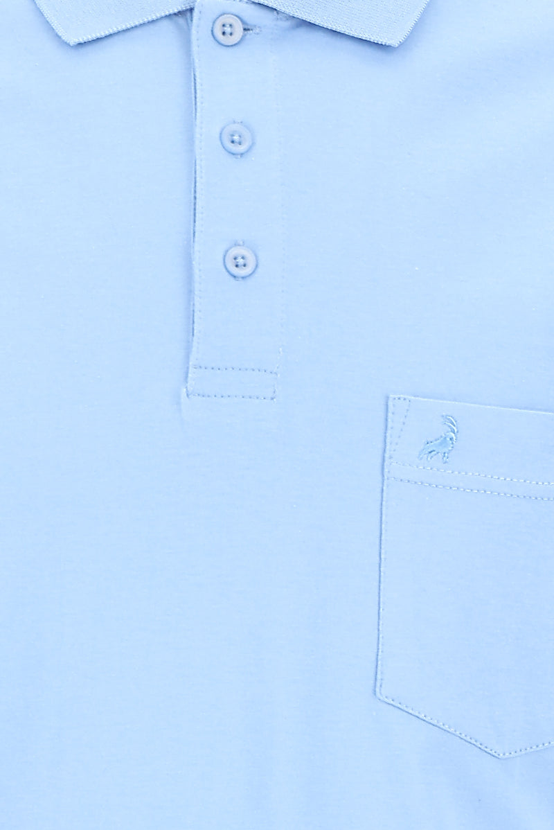 Gök Mavisi Polo Yaka Regular Fit Pamuk T-shirt