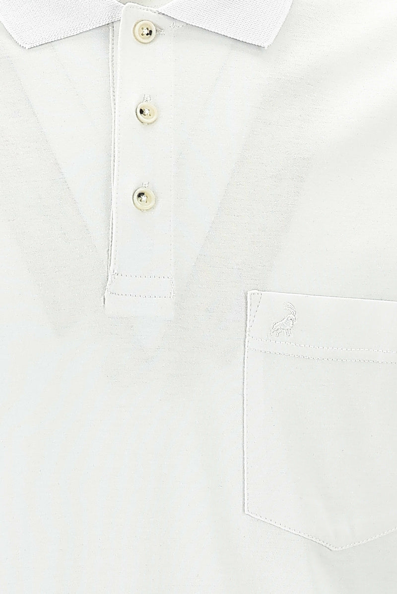Beyaz Polo Yaka Regular Fit Pamuk T-shirt
