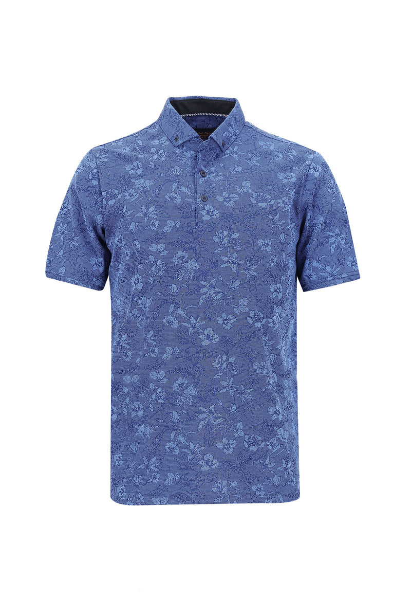 Saks Mavi Polo Yaka Regular Fit T-shirt