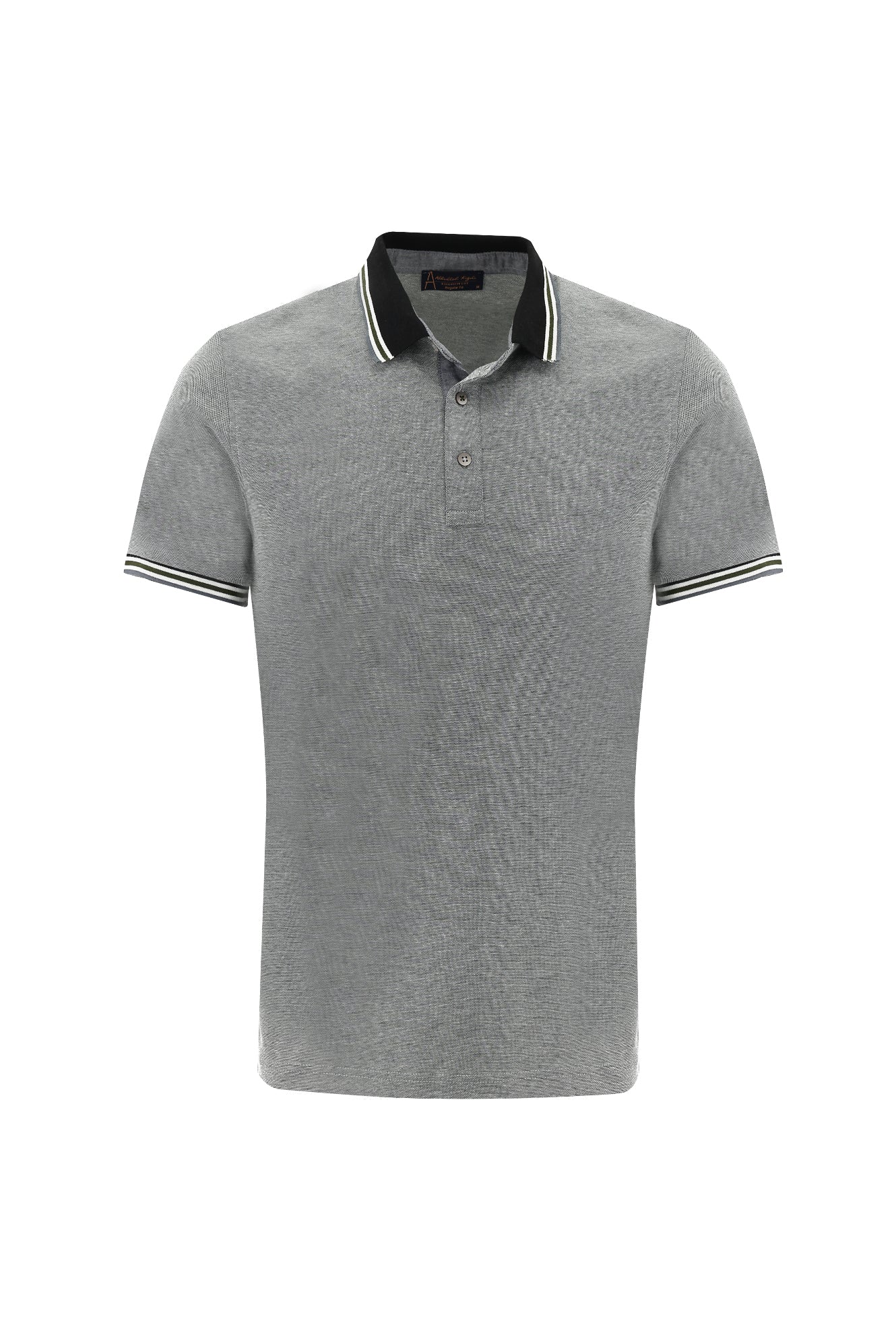 Orta Gri Polo Yaka Regular Fit T-shirt