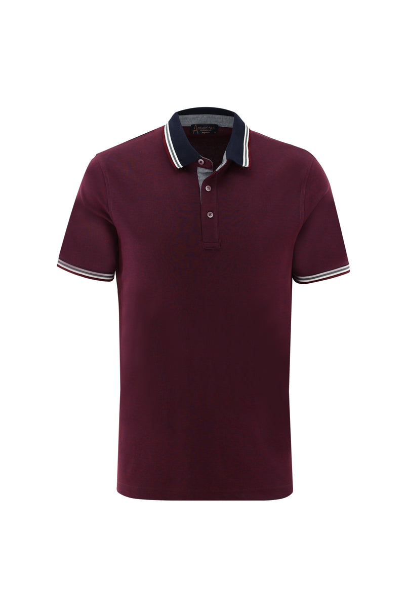 Koyu Bordo Polo Yaka Regular Fit T-shirt