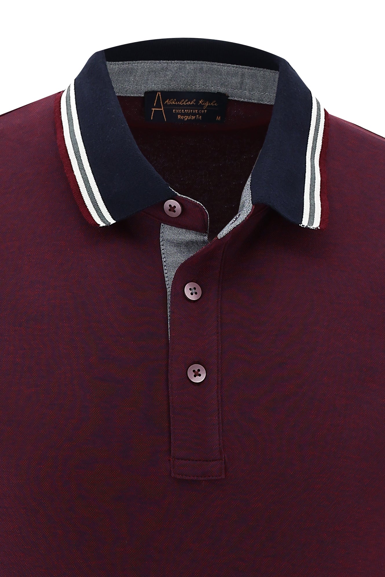 Koyu Bordo Polo Yaka Regular Fit T-shirt-Abdullah Ki??l?