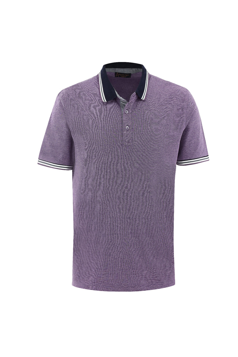 Koyu Mor Polo Yaka Regular Fit Pamuklu T-shirt