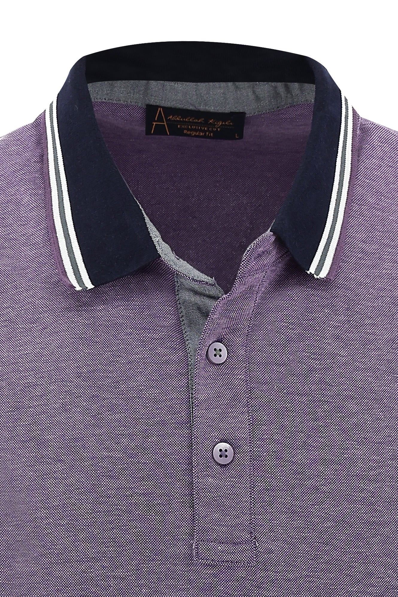 Koyu Mor Polo Yaka Regular Fit Pamuklu T-shirt