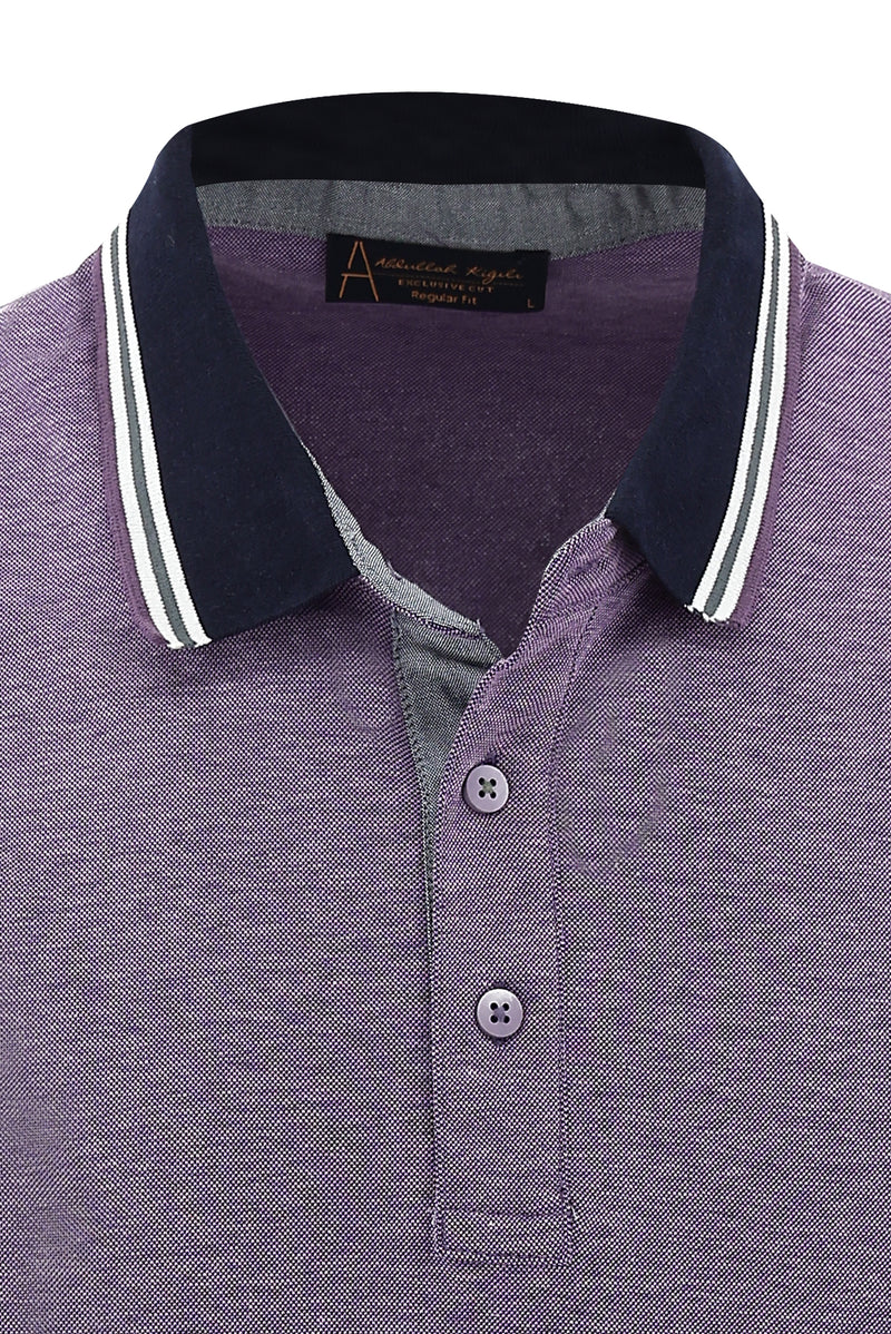 Koyu Mor Polo Yaka Regular Fit Pamuklu T-shirt