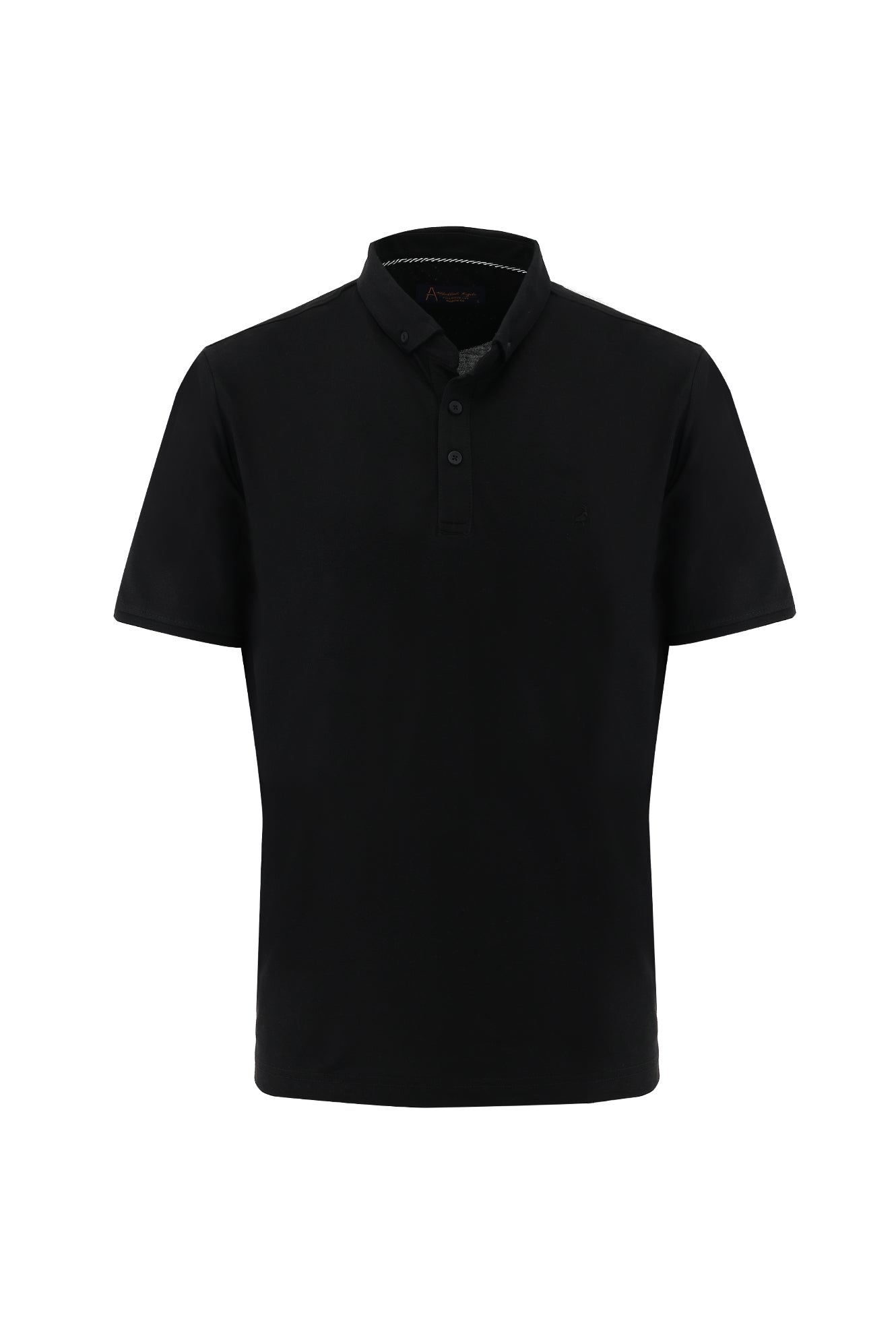 Siyah Polo Yaka Regular Fit Nakışlı T-shirt