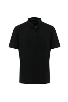 Siyah Polo Yaka Regular Fit Nakışlı T-shirt