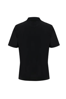 Siyah Polo Yaka Regular Fit Nakışlı T-shirt