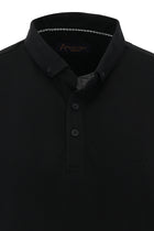 Siyah Polo Yaka Regular Fit Nakışlı T-shirt