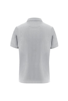 Orta Gri Polo Yaka Regular Fit Nakışlı T-shirt