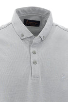 Orta Gri Polo Yaka Regular Fit Nakışlı T-shirt