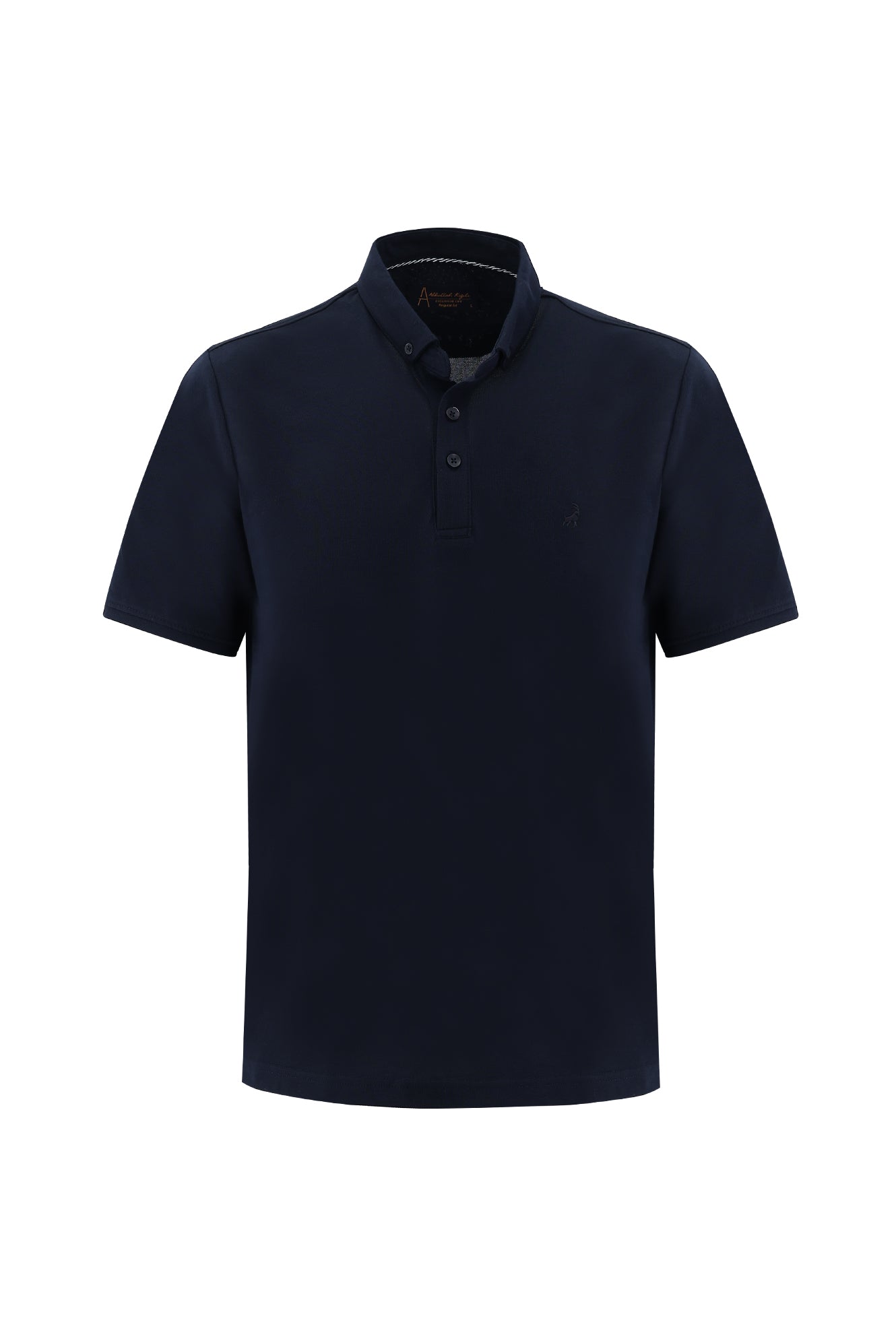 Orta Lacivert Polo Yaka Regular Fit Nakışlı T-shirt