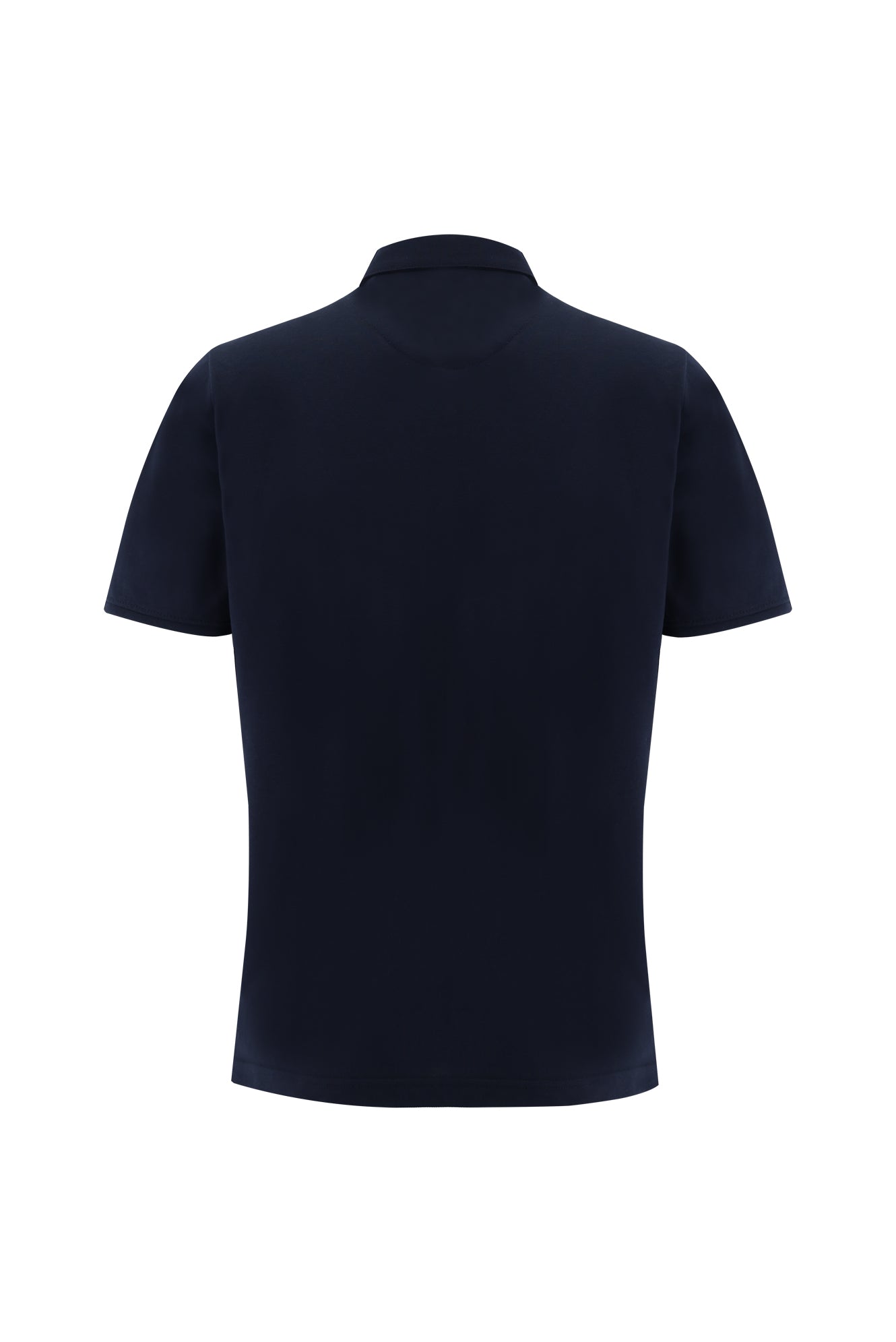 Orta Lacivert Polo Yaka Regular Fit Nakışlı T-shirt