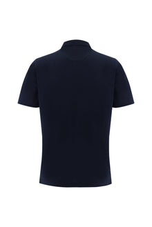 Orta Lacivert Polo Yaka Regular Fit Nakışlı T-shirt