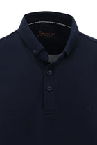 Orta Lacivert Polo Yaka Regular Fit Nakışlı T-shirt