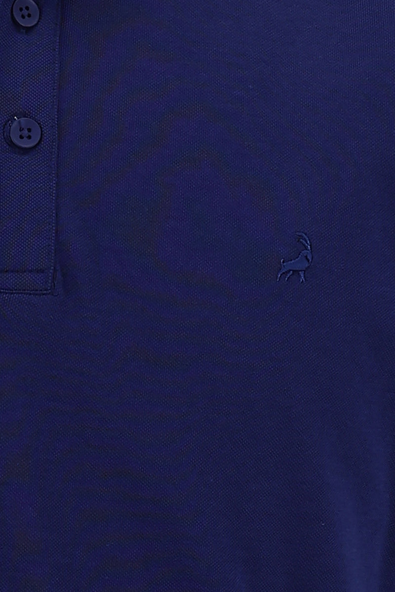 Saks Mavi Polo Yaka Regular Fit T-shirt