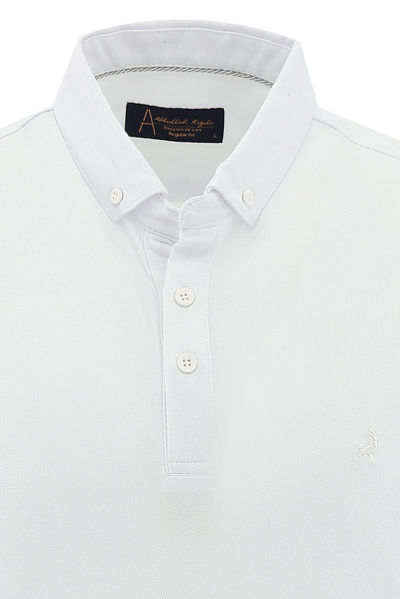 Beyaz Polo Yaka Regular Fit T-shirt
