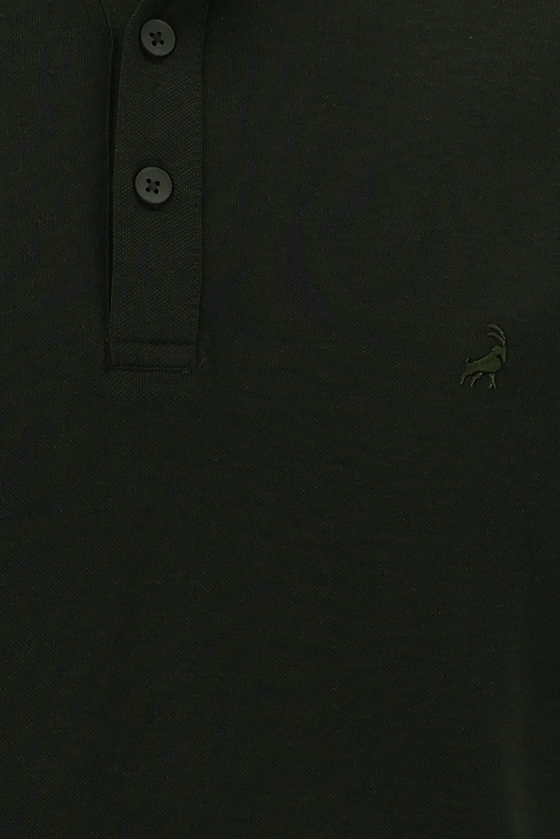 Orta Haki Polo Yaka Regular Fit T-shirt