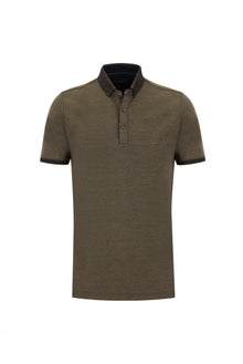 Orta Kahve Polo Yaka Regular Fit T-shirt