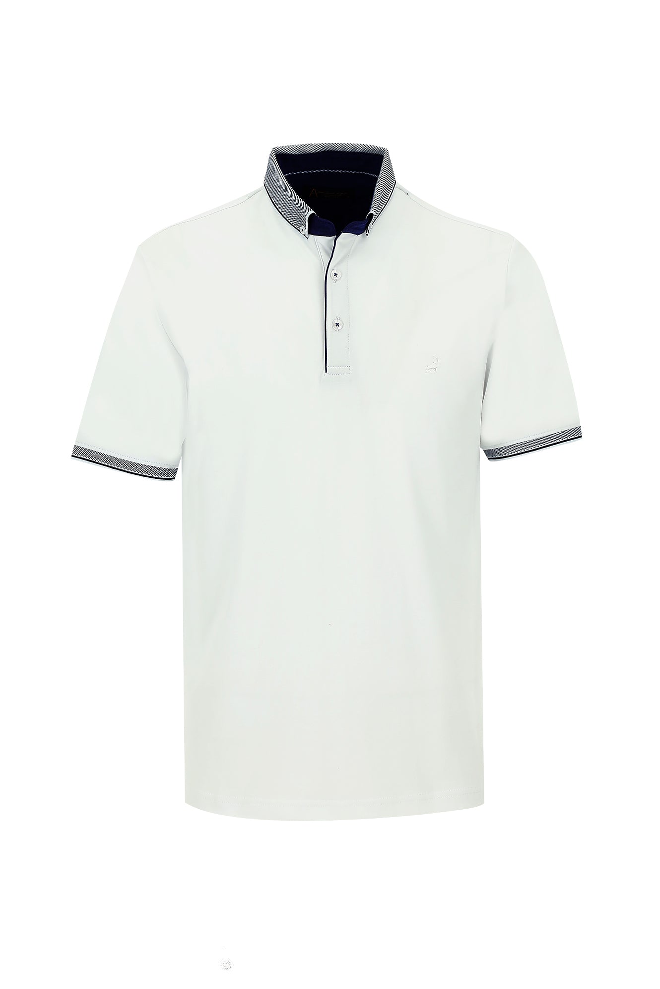 Beyaz Polo Yaka Regular Fit Pamuklu T-shirt