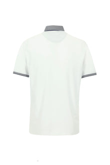 Beyaz Polo Yaka Regular Fit Pamuklu T-shirt