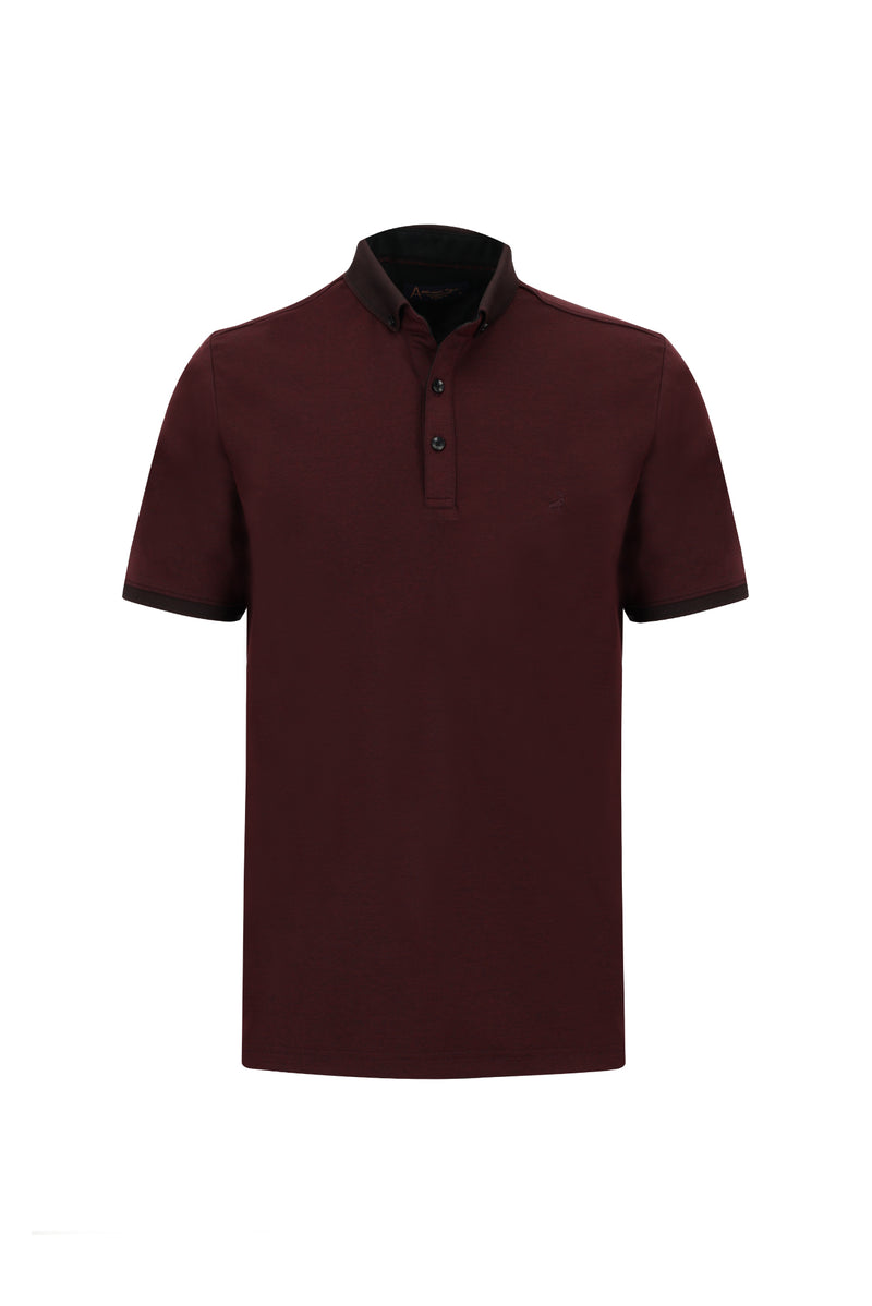 Koyu Bordo Polo Yaka Regular Fit T-shirt