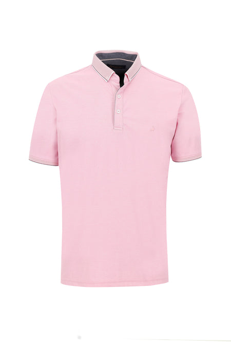 Orta Pembe Polo Yaka Regular Fit T-shirt