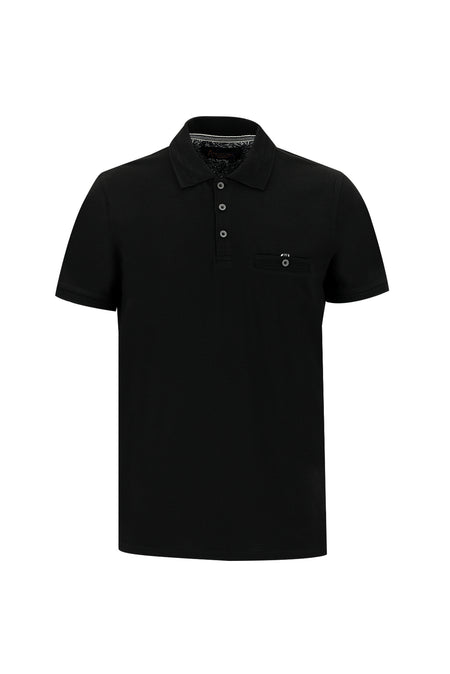 Siyah Polo Yaka Regular Fit T-shirt