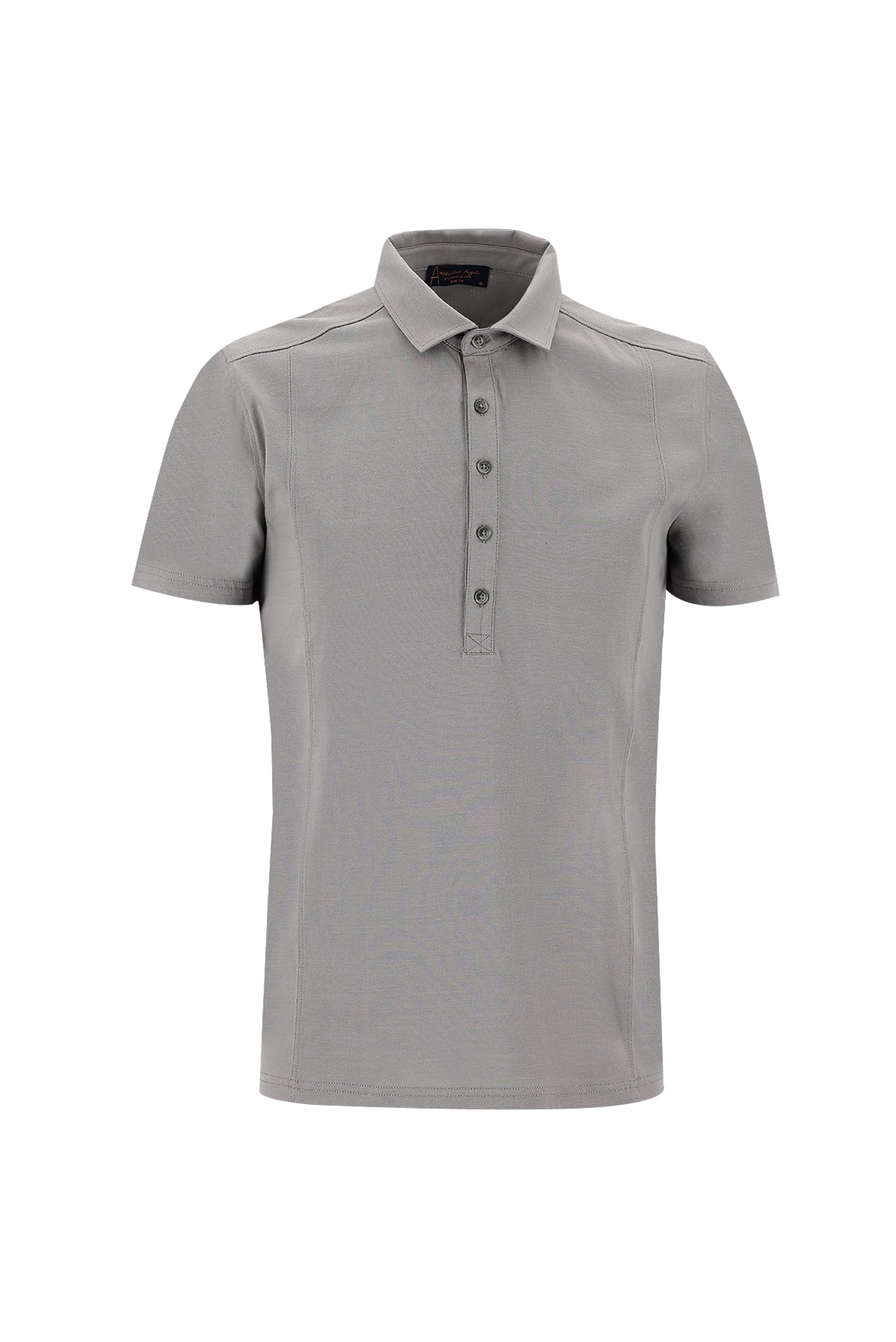 Orta Gri Polo Yaka Slim Fit Dar Kesim Pamuk T-shirt