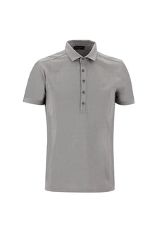 Orta Gri Polo Yaka Slim Fit Dar Kesim Pamuk T-shirt